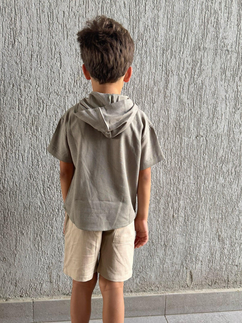 Hooded Linen Shirt in Olive
