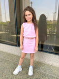 Skirt Linen Set in Light Pink